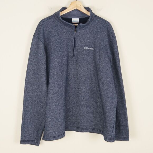 Columbia Great Hart Mountain III Half Zip Fleece Blue Sweater Mens Sz XXL - Picture 1 of 6
